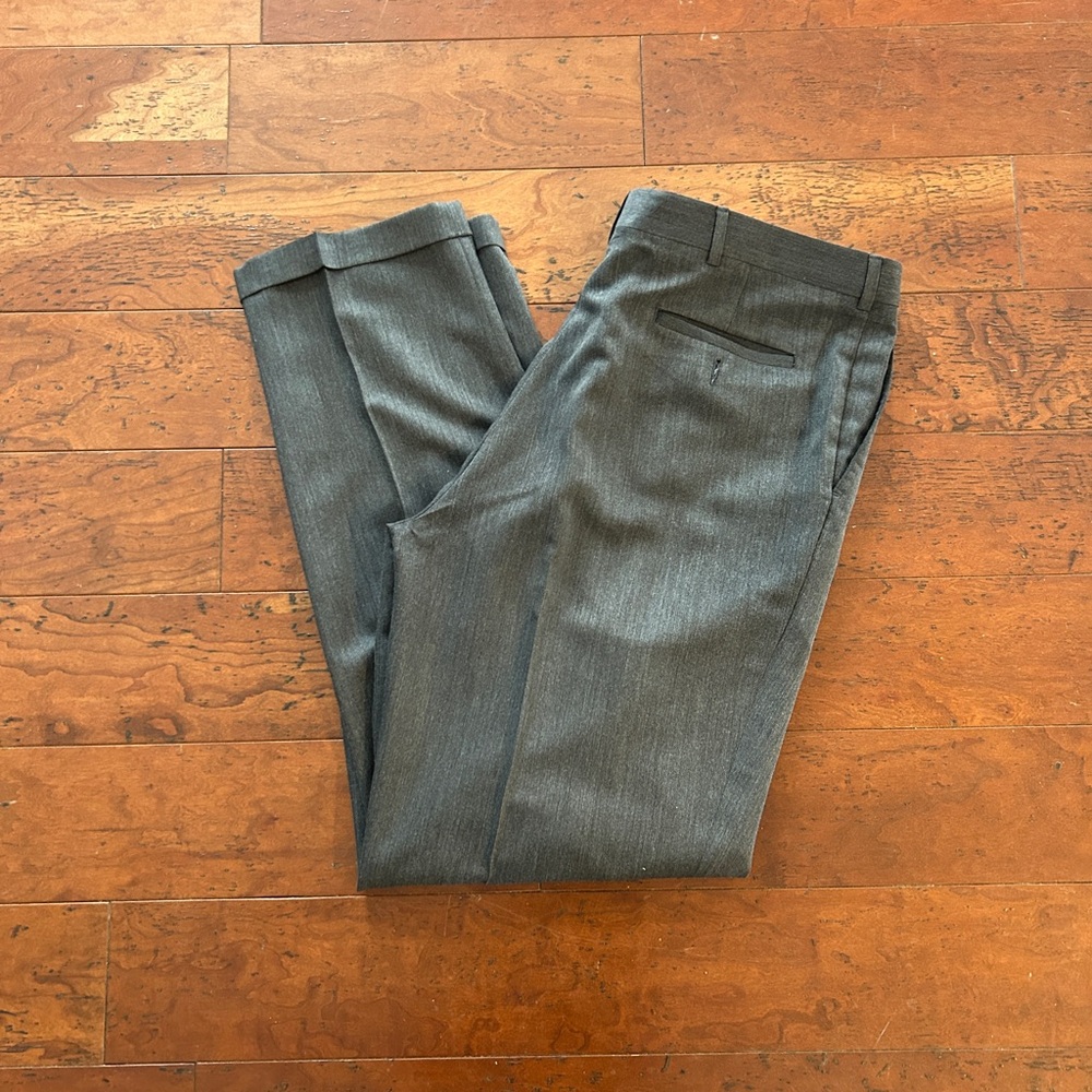 Savane Men’s Grey Charcoal Pleated Cuffed Dress Pants Slacks 38x34